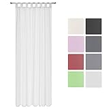 TRANSPARENT-VORHANG : Voile-Gardine Amelie von Beautissu als transparenter Schlaufen-Schal: fertig konfektioniert, hochwertig verarbeitet, weichfließender Stoff mit einer leichten Grammatur von 45 g/m².