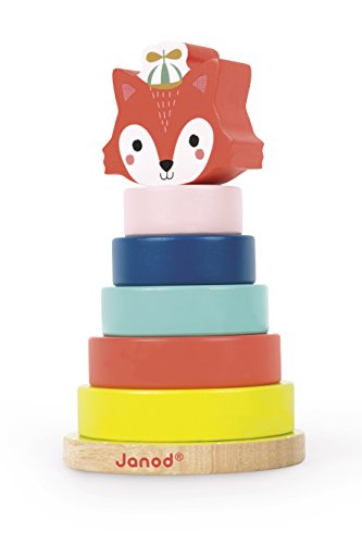 31u8Wf6qgNL Janod - Empilable Renard, Baby Forest - Jeu Empilable en Bois - Jouet d'Éveil - Développement de la Motricité Fine - Premier Âge - Multi Couleurs - Dès 1 An, J08014