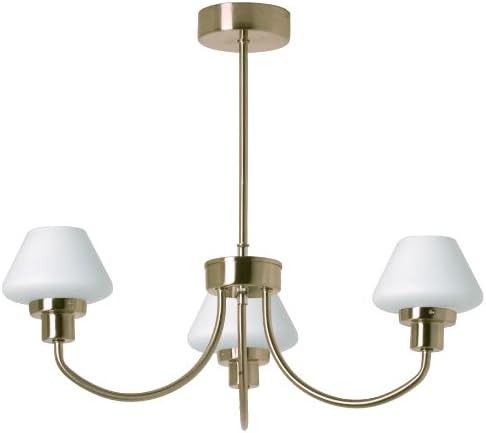 TP24 Kiev 3 Arm Pendant Light Fitting in Antique Brass Finish with White Glass