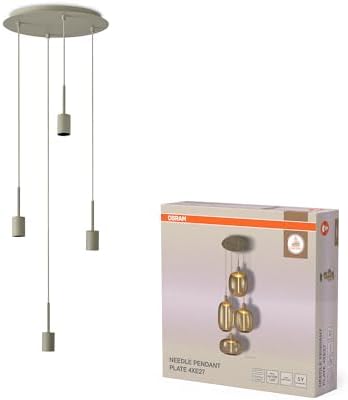 OSRAM Lampada a sospensione Decor Needle Plate 4xE27, beige, acciaio, effetto vintage, ottica di alta qualità, IP20