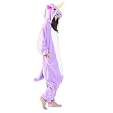 Unicsex Süß Einhorn Overall Pyjama Kostüme Schlafanzug Für Kinder / Erwachsene (S, Lila) - 