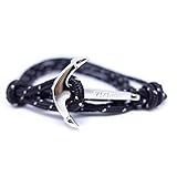 Cuerda sólido TED HMP Pulsera Ancla Vikings Plata Hombre Cuerda Negro de Lunares Blanco