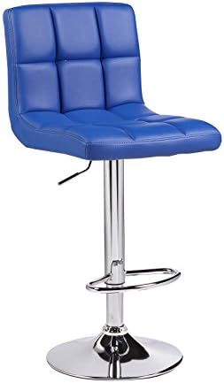 Cuban Faux Leather Chrome Kitchen Counter Breakfast Bar Stool Barstools PU Swivel Stools Seat Chair (Royal Blue)
