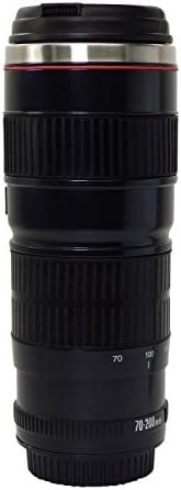 Travel Mug (BLACK,400 ml) with Lid, Camera Lens Mug for Coffee Tea Water Milk Great gift Thermos Coffee Mug