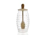 Peso (gr.): 144 ANDREA HOUSE Tarro de miel de vidrio y madera