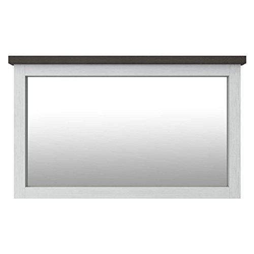 Spiegel Wandspiegel Garderobenspiegel Loft, Massivholz Holz Akazie massiv, Landhausstil Weiß / Braun, Breite 120 cm, Tiefe 5 cm, Höhe 75 cm - 3