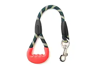 PawCloud Short Rope Dog Leash, with Rubber Hand Grip, Green - 24 Inch, 15mm