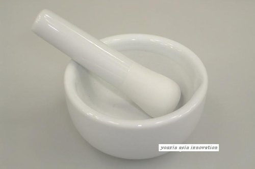 Gewürz Mörser Ø 7,5 cm mit Stößel ~ Porzellan Weiss - 2