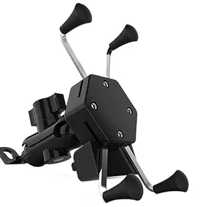 Shra Bike Mobile Charger Universal Bike Cell Phone Spider Bike Multi-Use Mobile Holder X Grip with Charging Port for Bike Mirror Cradle /Motorcycle Handlebar Mount /Smartphone Holder 5V-2A (Black)