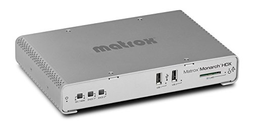 Matrox Monarch HDX Video Server (1920 x 1080 Pixels, EMI: FCC Class A, CE Mark Class A, ACMA Mark, VCCI, C-Tick 0 – 40°C, 216 x 142 x 36 mm)