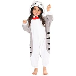 Kigurumi Mameluco Pijama con Capucha para Niños - Traje Disfraz Infantil de Animal para Otoño, Invierno Gato Gris 8-10 años