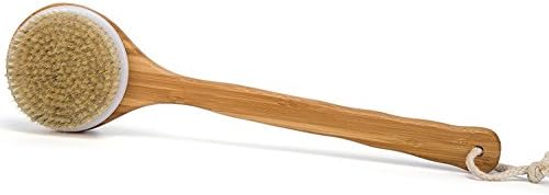 Mytlp Bath Body Brush Natural Bristles Body Massager with Long Wooden Handle Massage Nodules Reducing Cellulite Toxins