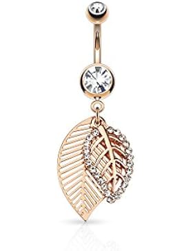 Paula & Fritz® Bauch-nabelpiercing Bananabell Bauch-piercing Edelstahl Chirurgenstahl 316L Double Blatt Multi...