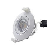 NEUE TECHNIK: treiberloser LED-Einbaustrahler (Spot), der LED-Chip wird durch eine spezielle Elektronik auf dem COB-Chip direkt mit 230V betrieben. Der übliche externe Treiber ist dadurch nicht erforderlich. Durch die Integration auf dem Chip ist dieser Spot mit handelsüblichen Phasen- und Abschnittsdimmern zwischen 5% und 100% Helligkeit ohne zu Flackern dimmbar. Ab 30%-60% Helligkeit ist das Flackern ein Problem vieler anderer Produkte auf dem Markt.