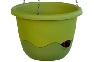 Plastia Pot de Fleur MARETA ø 30 Suspension + indicateur de Niveau d’Eau Vert Clair + Vert foncé
