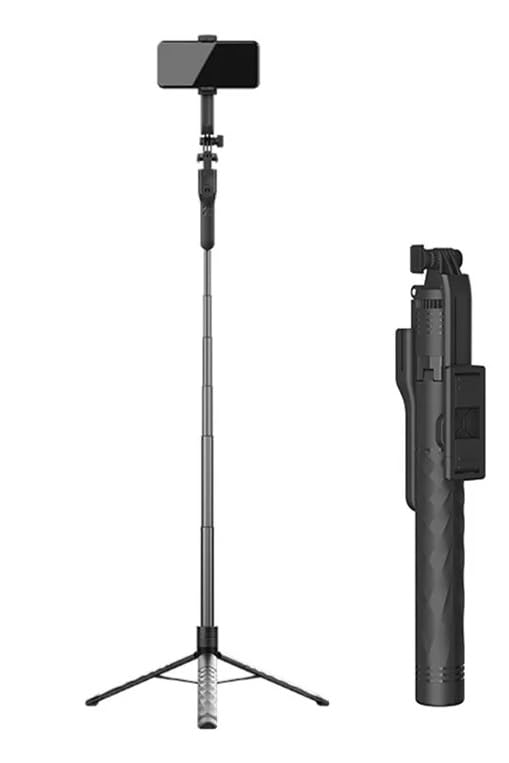 FKU JMARY Telescopic Phone Selfie Stick & Tripod with 360° Free Rotation Angle Adjustment Umbrella-Shaped Keel Anti-Slip Footpad Stable