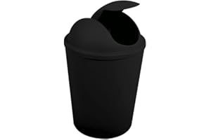 MSV AKO Abfalleimer Klappdeckel schwarz 5,5 l, Black
