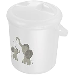 Rotho Babydesign Poubelle à Couches, 10l, Dès la Naissance, Modern Elephants Bella Bambina, White (Blanc), 200210001CG