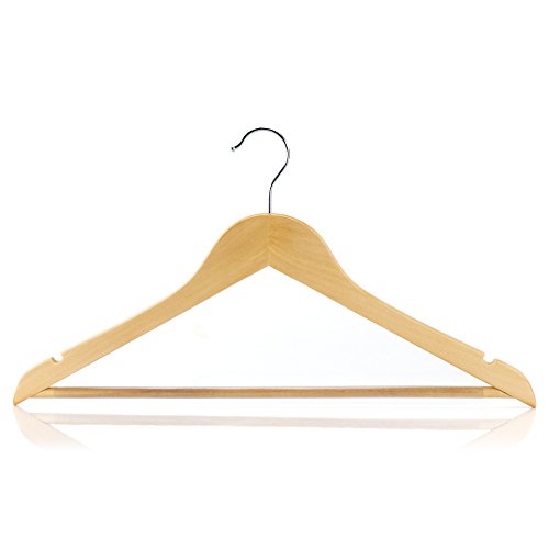10 Naturfarbene Holz Kleiderbügel mit rutschfestem Hosensteg – 45cm – Hangerworld - 3