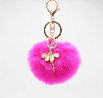 Preisvergleich Produktbild Mttheaw Niedlicher Ballerina-Mädchen-Anhänger Kugel Strass Anhänger Tasche Anhänger Weihnachtsgeschenk Engel Auto Schlüsselanhänger, rosarot, 1