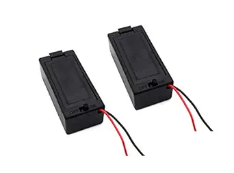 Electronicspices (Pack of 2) 9V Battery Holder with ON Off Switch Black Cover Lead Wires 9V Battery holder