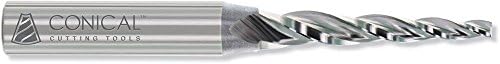 Conical Tool Company E-102 5.0° HSS Tapered End Mill - 3 Flute x 3/32'' Tip x 0.1812'' Large Diameter x 3/8'' Shank x 1/2'' Length of Cut x 2 5/8'' Overall Length