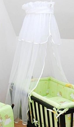 Baby Mosquito Crib Crown Canopy Net / Drape To Fit Crib / Cradle / Moses Basket - WHITE