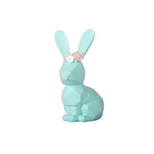 Preisvergleich Produktbild Amosfun Harz Osterhase Kaninchen Desktop für Ostern Geschenk S (Blau)