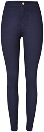 Byjia Leggings Pants Womens Jeans Disco High Waisted Skinny Denim Stretchy Slim Pencil Trouser Zipper Pocket , Deep Blue , Xl