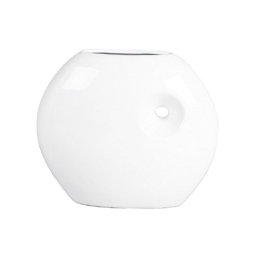 Preisvergleich Produktbild Vase oval weiß glasiert 23x8,5
