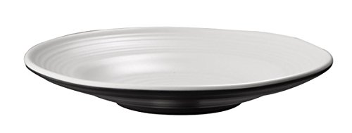 'White Melamine Plate, Halftone Series, (Inner, Black Outer), Stackable and Dishwasher Safe/Diameter 16 cm Sun