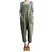 Produktbild ESAILQ Frau Ärmellose Latzhose Lose Baumwolle Leinen Langer Overall Party-Overall(XXXX-Large,Armeegrün)