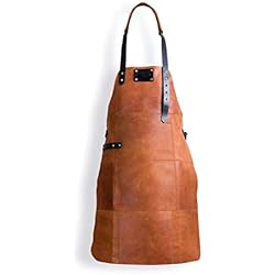 Tablier de luxe en cuir - Brin clair (cognac) - Tablier de cuisine - Tablier BBQ - Cadeau pour la fête des pères - Cadeau pour homme - 81 cm * 56 cm