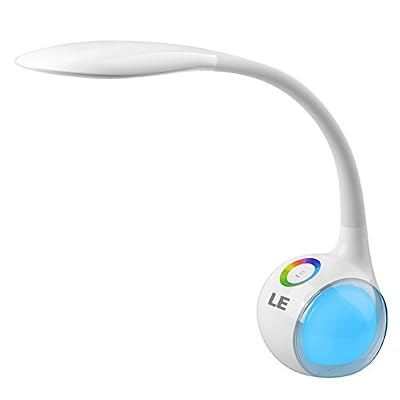 lighting ever LE 7W Lampe de Chevet Bureau LED Dimmable Lampe Atmosphère LED avec Col de Cygne, Panneau Tactile 3 Niveaux de Luminosité RVB, 6000K Blanc Lumière du jour, Confortable pour les Yeux