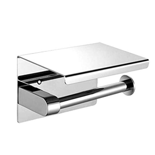 Preisvergleich Produktbild FiedFikt Toilettenpapierhalter mit Telefonablage, poliertes Chrom, SUS 304 Edelstahl, Badezimmerzubehör, Papierrollenspender zur Wandmontage