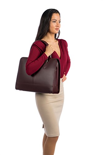 Su.B 15.6” 14” Diagonale professionelle Design Damen Laptoptasche, echtes Leder – Made in Italy (Bordeaux Rot) - 4