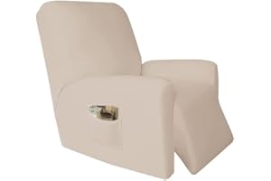 YEKUHE 1 posto Copripoltrona Relax Reclinabile Elettrica con Braccioli Completo 4-Pezzo Fodera per Poltrona Elasticizzato con Tasche, Minimalismo Coprisedile Poltrona Lavabile Antiscivolo Copripoltrona ( Col