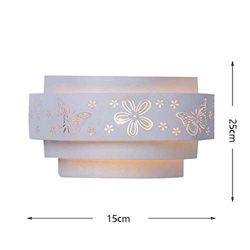 Preisvergleich Produktbild GBX Schöne und großzügige Wandleuchte Europäische weiße Schmetterlings-Wandleuchte Einfache Hohle Geschnitzte Schmiedeeisen-Lampenschirm-Wohnzimmer...