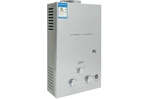 CDZHLTG Scaldabagno a Gas GPL 8L 16kW, Portatile Istantaneo Senza Serbatoio Scaldabagno Butano Propano, Doccia allaperto Bagno, Adatto Casa Campeggio Esterno RV, con Doccia Kit