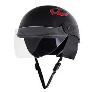 Sage Square Polycarbonate Shell Aero Half Helmet (Black Glossy, Decal2, Medium)