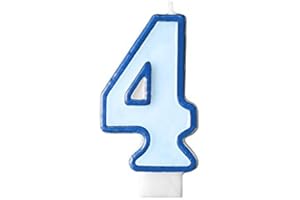 PartyDeco Świeczka Urodzinowa Cyfra 4 Niebieska Świeczka na Tort Dekoracja Tortu Toppery na Muffinki Wypieki na Roczek Urodziny Ślub Jubileusz Świeczki dla Dorosłych Dzieci