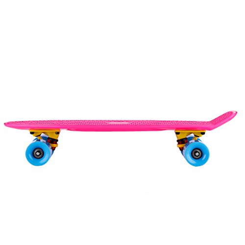 Floureon Skateboard de Style Cruiser et Rétro Plastique Deck Board pour Enfants / Adolescents - Dimension 55 x 15 cm - Charge MAX. 80KG - Rose