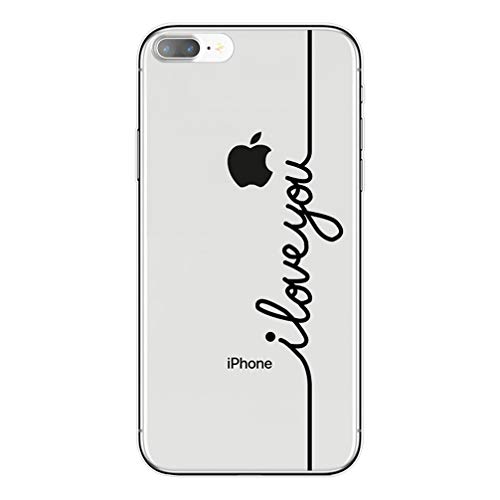 Preisvergleich Produktbild Homikon Silikon Hülle Karikatur Kreativer Text TPU Silikon Tasche Handyhülle Transparente Durchsichtig Weiche Schutzhülle Stoßdämpfend Soft Case Cover Kompatibel mit iPhone 8 Plus / 7 Plus - I Love You