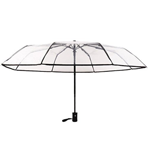 Preisvergleich Produktbild Xuxuou Durchsichtiger Regenschirm Regenschirm Automatischer Regenschirm Durchsichtig Regenschirm mit automatischem Knopf Size 23 * 5cm (Schwarz)