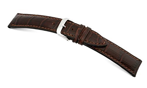RIOS1931 Uhrenarmband Louisiana Crocodile Calf Mokka Bandanstoss 19 mm