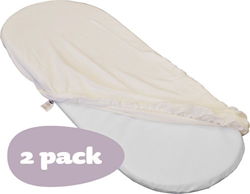 Shnuggle Moses Basket Fitted Sheets, Luxury 100% cotton, Cream, 2 Pack