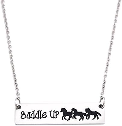 LParkin Saddle Up Horse Necklace Horse Lover Necklaces Stainless Steel Horse Jewelry