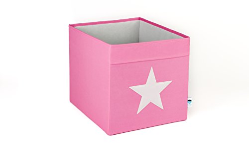 STORE.IT 753764 große Ordnungsbox offen, Aufbewahrungsbox, passend für Kallax, Expedit, Polyester, 38 x 32 x 32 cm, pink mit weißem Stern