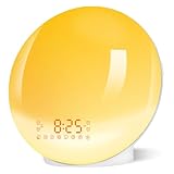 Sunrise Alarm Clocks, Wake Up Light With Sunrise Sunset Simulation Dual Alarms Bedside Night Lamps Snooze Function Fm Radio 8 Natural Sound 7 Colorful Atmosphere 7 Aurora Light Usb Charging Port