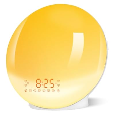 Sunrise Alarm Clocks, Wake Up Light With Sunrise Sunset Simulation Dual Alarms Bedside Night Lamps Snooze Function Fm Radio 8 Natural Sound 7 Colorful Atmosphere 7 Aurora Light Usb Charging Port